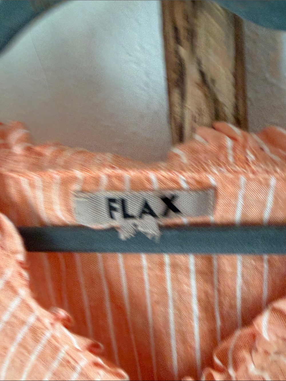 Flax Light Orange White Chevron Striped V-Neck Linen Midi Dress Large - Picture 2 of 8